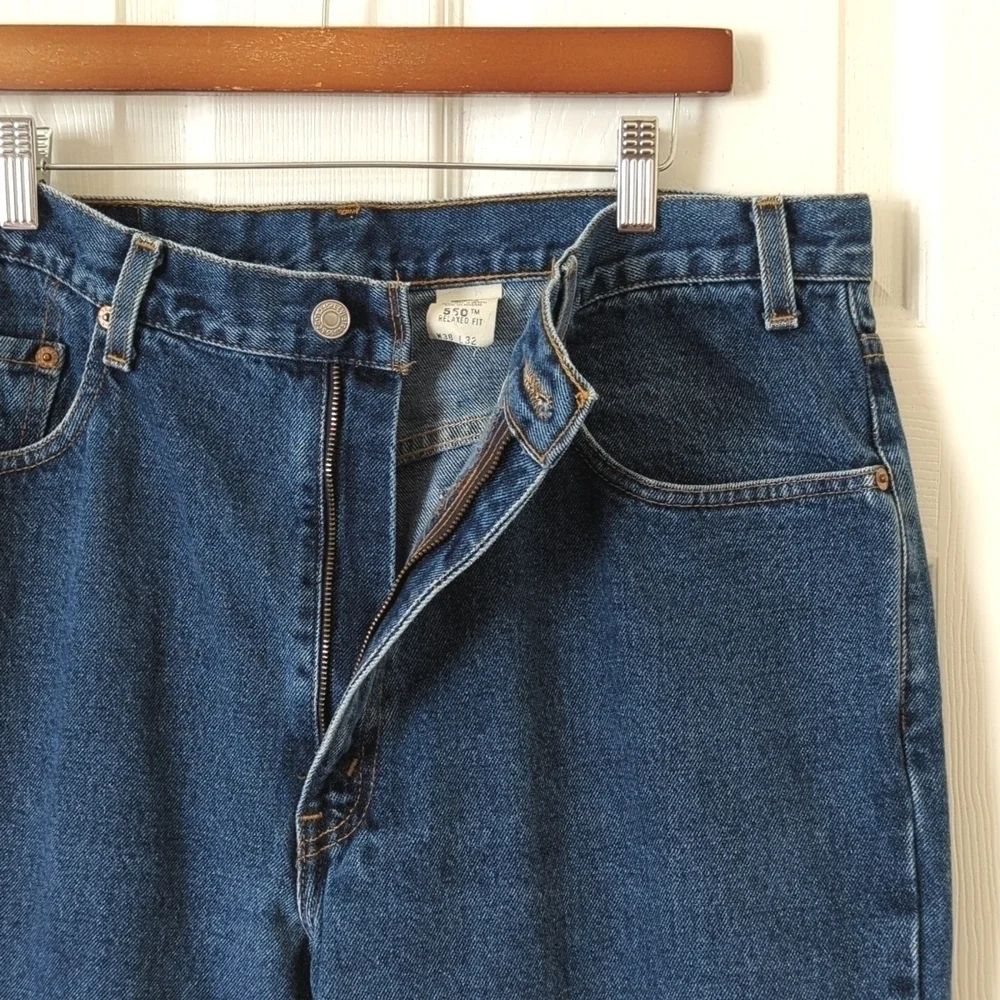 Levi's 90's Vintage 550 Dark Wash Relaxed Fit Tapered Leg Denim Jeans 38 x 32